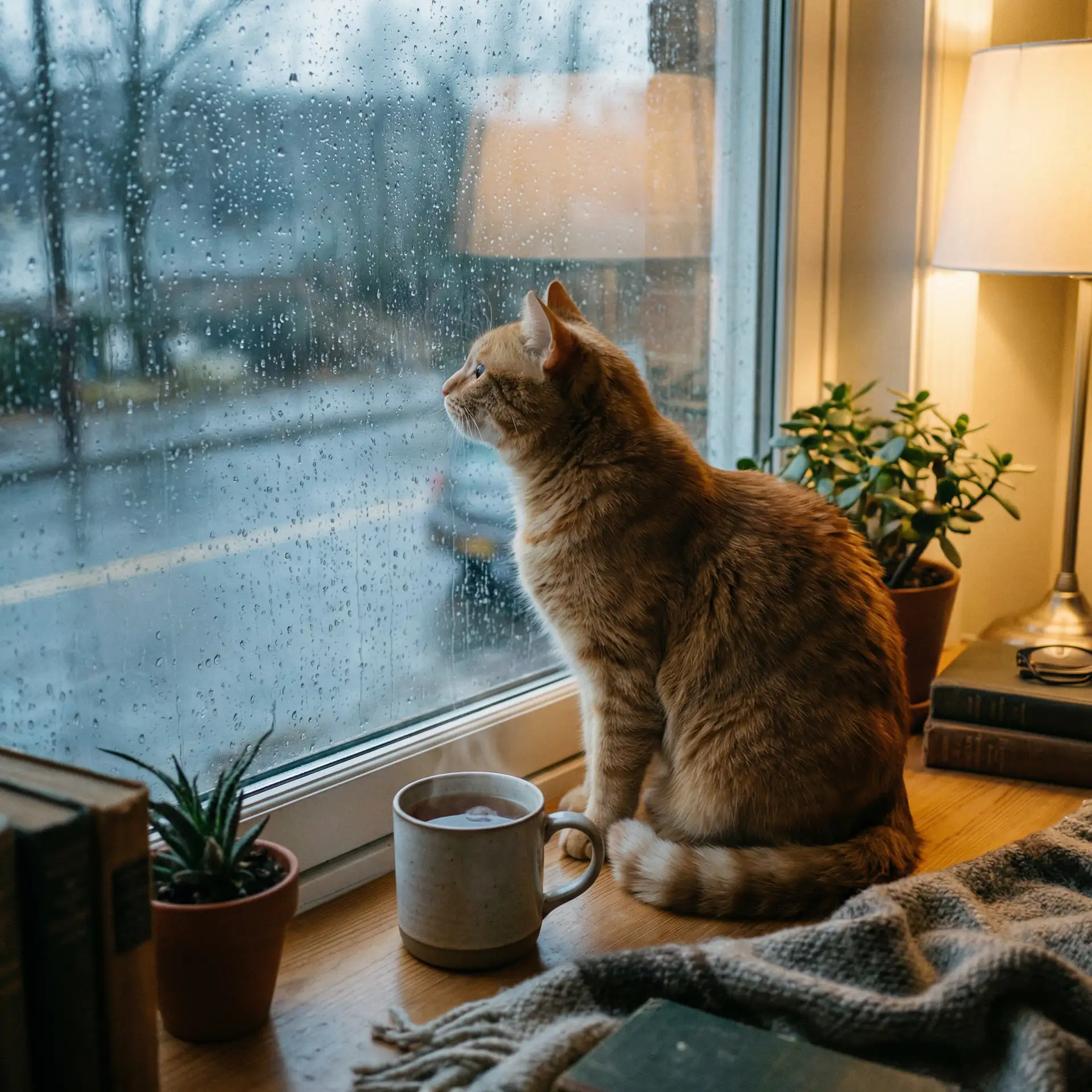 猫咪望着窗外的雨 - 异界之召唤美女